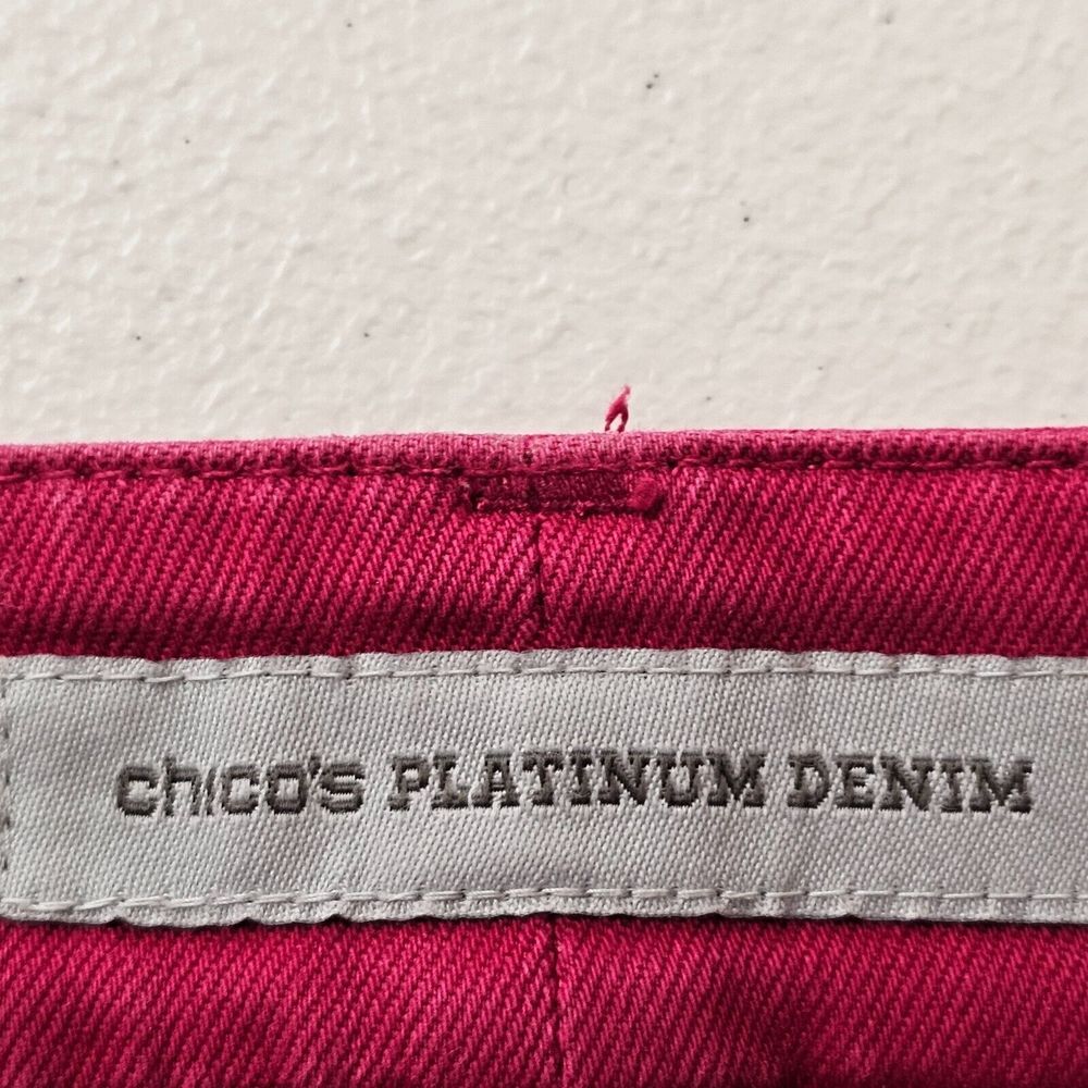 Chico's Platinum Denim Womens Size 1/US 8 Capri High Rise Pink Jeans Stretch EUC - Picture 4 of 11
